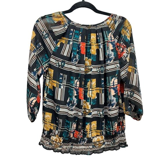 Christopher & Banks Women's Petite Blouse Abstract Print P/M - Picture 2 of 8